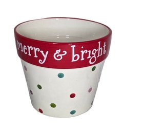 Merry And Bright Christmas Polka Dot Flower Pot