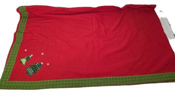Red And Green Plaid Embroidered Christmas Tree Tablecloth
