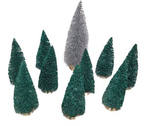 Green And Silver Bottle Brush Christmas Trees