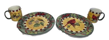 Lenox Winter Greetings Catherine McClung Goldfinch & Cardinal Plates And Mugs
