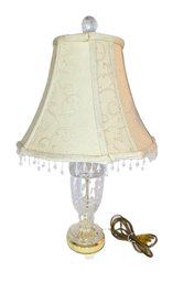 Vintage Cut Crystal Lead Glass Table Lamp Gold Hollywood Regency Style Excelsior