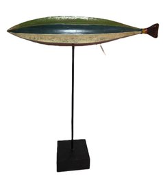 Large Multi Color Painted Wooden Fish Figurine