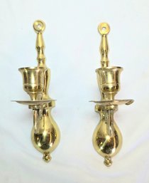 Matching Pair Of Vintage Brass Taper Candle Wall Scones