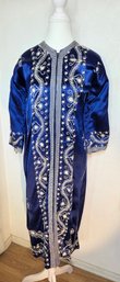 Vintage Blue Satin Kaftan Dress