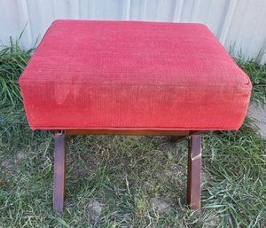 Upholstered Red Stool Bench
