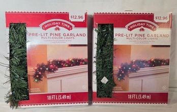 New Set Of 2 Multi Color Lighted Garland
