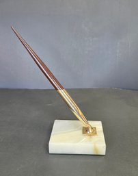 Vintage Sheaffer Marble - Onyx Base Brass Fountain Pen Holder