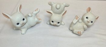Set Of 3 Homco Bunny Rabbit Figurines