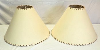 Set Of 2 Rustic Matching Leather Laced Bell Shaped Lamp Shades