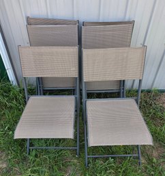 Set Of 6 Room Essentials Metal Folding Sling Bistro Chairs