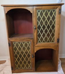 Vintage Amber Glass Door Storage Cabinet