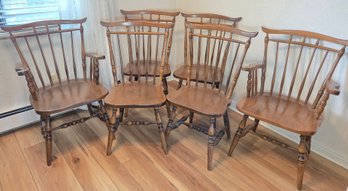 6 Vintage Mid Century Maple Sprague Carleton Comb-Back Dining Chairs