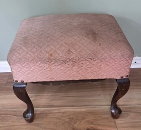 Vintage Queen Anne Style Pink Footstool