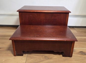 Cherry Tone 2 Step Stool With Brass Handles