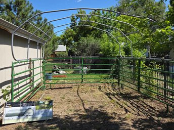 12'x12' Shelter Logic Horse Corral Shelter With 3 Steel Panels & New Replacement Cover