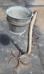 Rustic Western Horseshoe Plant Stand