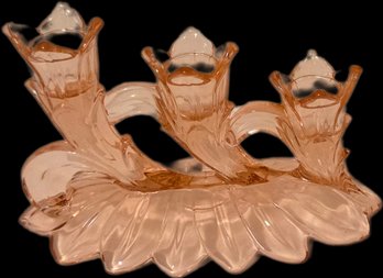 Pink Depression Glass Candle Holder