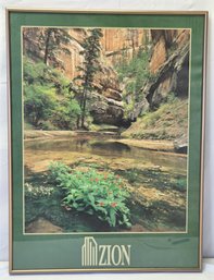 Vintage Zion National Park Utah Left Fork Framed Photo Print