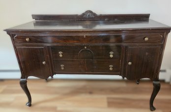 Antique Dark Wood Mahogany Sideboard Buffet
