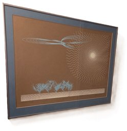Signed Vintage 1977 Thomas J Huston 'winter Scene' Fortran Framed Computer Art