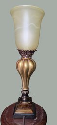 Regency Hill Sattley Gold & Black Alabaster Glass Shade Table Lamp
