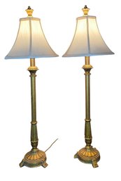 Matching Pair Of Gold Candlestick Table Lamps