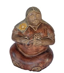 Large Pottery Statue Native American Woman & Baby