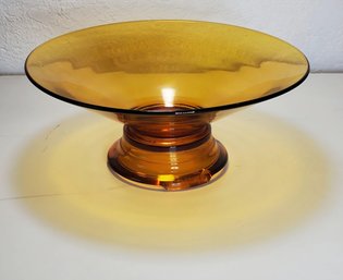 Amber Glass Pedestal Footed Removeable Base Serving Bowl 9.5'