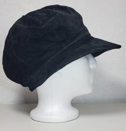 Winfield Cover Co Newsboy Cap Hat Lined Black Leather Suede Size S
