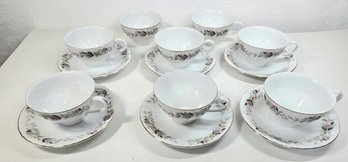Vintage 1960s Regency Rose Creative Fine China 2345 8 Teacups & 6 Saucers Japan