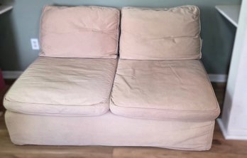 Beige Armless Loveseat Sofa With Replacement Cover