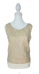 Vintage Sleeveless Sequin Ivory Cocktail Top