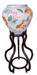 Franklin Mint 'The Vase Of The Golden Carp' By Zhe Zhou Jiang Plus Stand