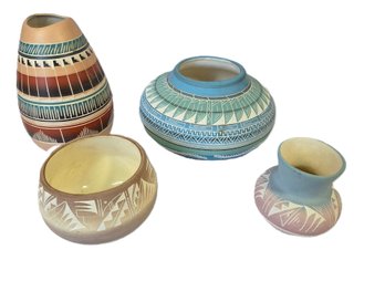 Lot Of Signed Navajo Native American Pottery