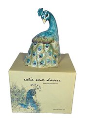 New Fitz And Floyd Edie Rose Home Peacock Trinket Box