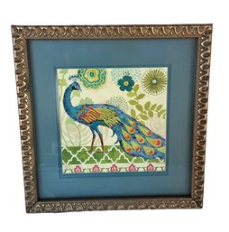 J Brinley Rhinestone Accent Peacock Framed Art