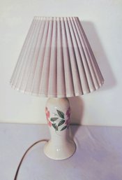 Cresswell Floral Painted Table Lamp And Pleated Shade