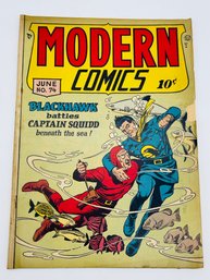 Golden Age Comic Book Modern Comics Blackhawk Battles Captain Squidd Issue No. 74 June 1947