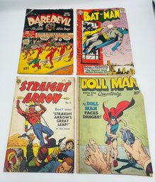Vintage Golden Age Comic Book Group Lot Of Four Batman Mr. Mammoth Dare Devil Doll Man Straight Arrow