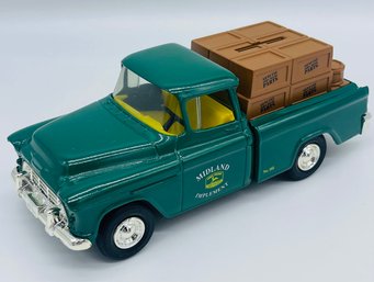 Ertl General Motors GM Chevrolet Motors Corp. 1955 Cameo Midland Implement John Deere Bank Metal Truck