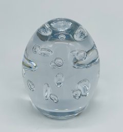 Beautiful Controlled Bubble Cofrac Art Verrier France Art Glass Crystal Paperweight