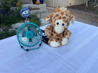RE Desktop Fan(like New)/stuffed Animal (new)