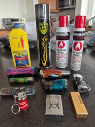 A Collection Of Lighters And Fuel For Their Fire!