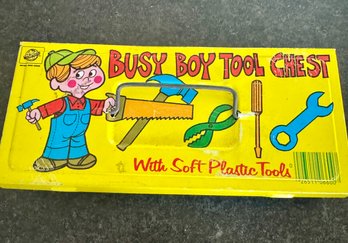 Vintage (1960's) Ohio Art Company Metal Toy Busy Boy Tool Chest