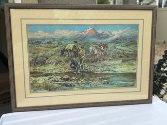 CM Russell Vintage 'Pay Dirt' Framed Lithograph