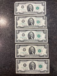 (5) 1976 $2 Dollar Bills
