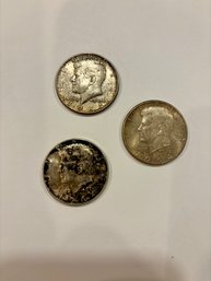 (3) Silver Kennedy Half Dollars