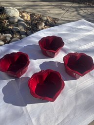Vintage Princess House Pavillion Red Heart - Shaped Bakeware Dishes (4)
