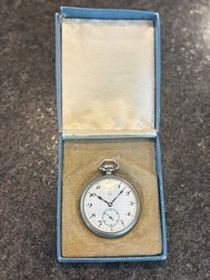 Vintage Montgomery Ward Fritz Moeri Swiss Pocket Watch With Case