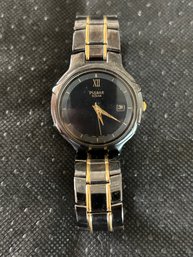 Pulsar Solar Woman's Watch Stainless Steel Black Gold Water Resistant Date Quartz